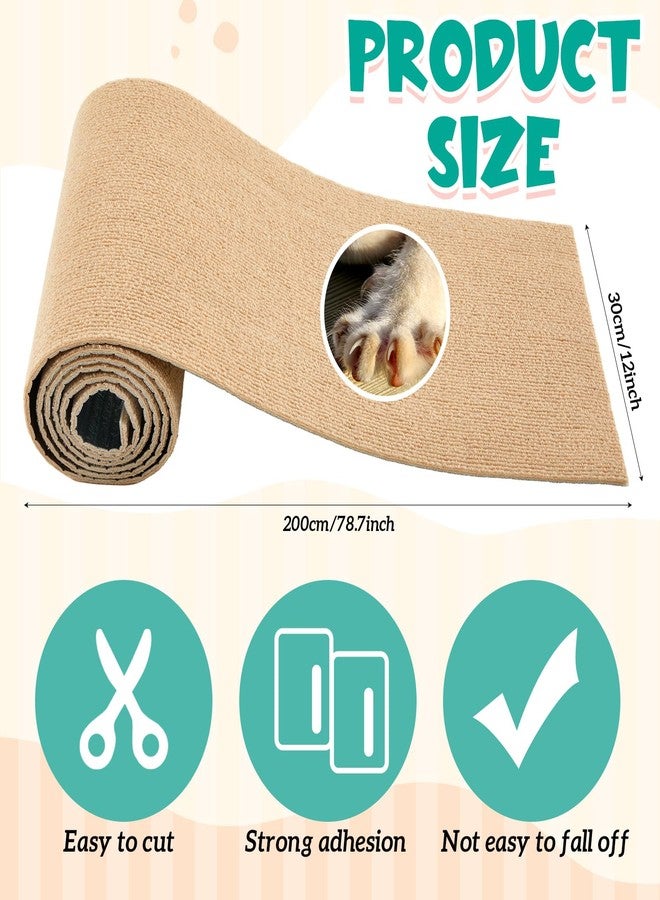 Maasechs Rabbit Scratch Mat 12 Inch X 6.56 ft Self Adhesive Bunny Scratching Pad Cuttable Claw and Teeth Care Rabbit Mat for Cage Small Animal Scratching Rug for Biting Sleeping Nesting (Khaki) - Image 2